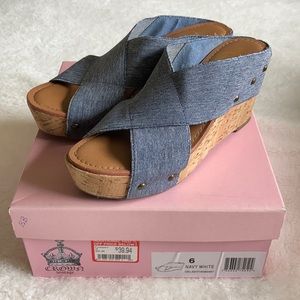 Crown denim wedges